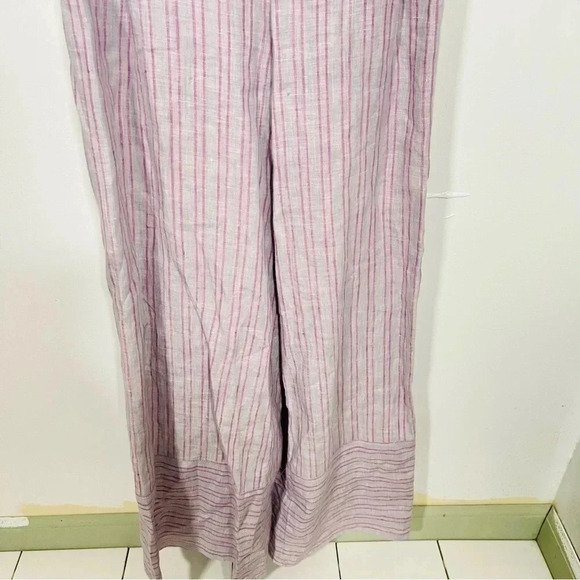 Anthropologie Elevenses Nantucket Ruffled Striped Linen Jumpsuit Size Beach - Picture 5 of 8